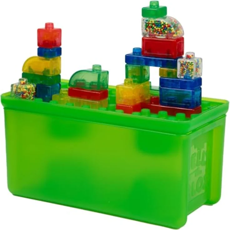Jelly Blox Stash & Stack, 2-in-1 Aufbewahrungskoffer mit 30 sensorischen Bausteinen, Konstruktion Spielzeug für Kinder ab 2 Jahren – Bild 3