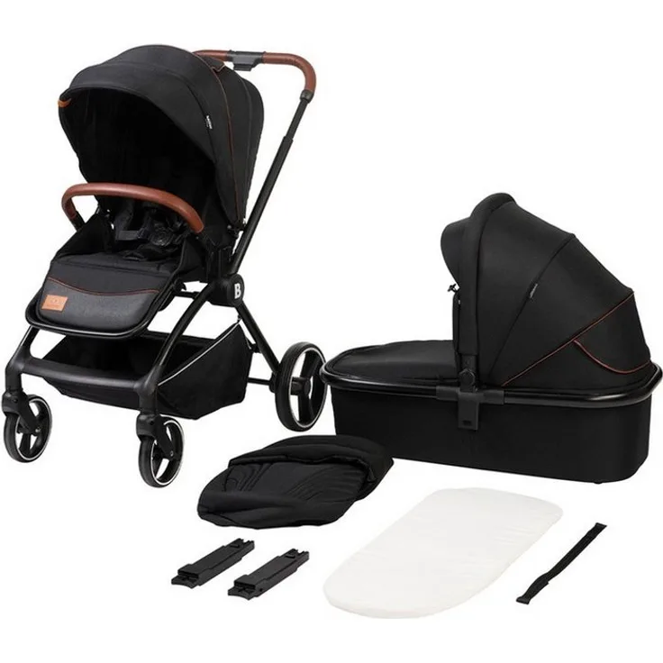 Babytrold Alex 2in1 Kinderwagen Chocolate, Multifunktions-Kinderwagen mit Babywanne, Sportsitz & Fußsack, einhandfaltbar, verstellbarer Schiebegriff