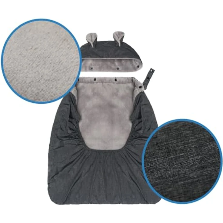 Fillikid Tragecover für Babytragen, wind- & wasserabweisender Wetterschutz mit Fleece-Innenfutter, Kapuze & Handwärmer-Tasche, universal passend – Bild 2
