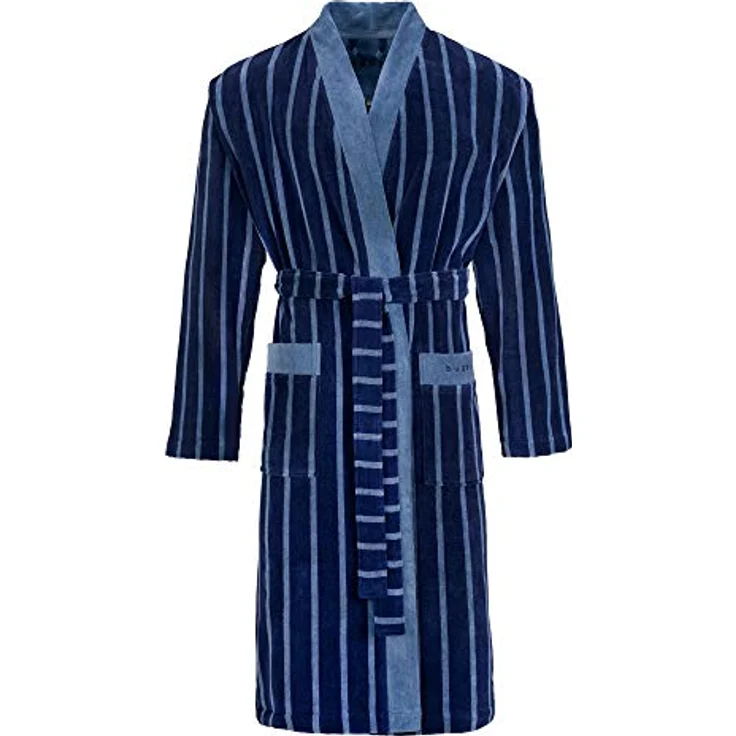 Bugatti Bademantel Antonio, Blau, 100% Baumwolle, Gr. XL, Oeko-Tex® Standard 100, Taschen, modische Optik – Bild 1