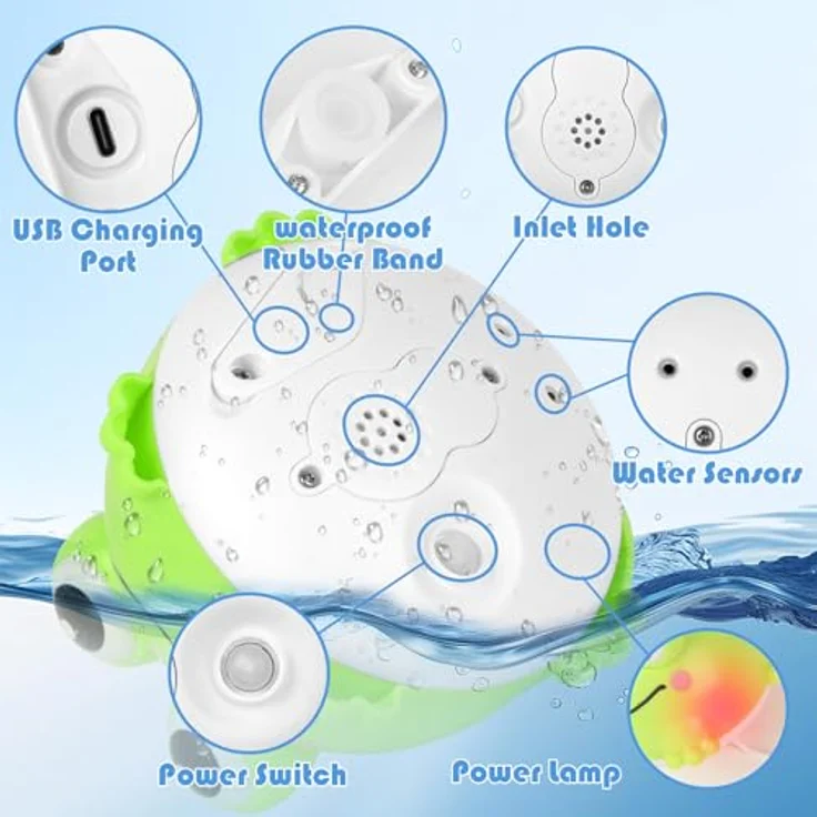 Withosent Frosch Spray Badewannenspielzeug, wiederaufladbares Wasserspielzeug mit Licht und automatischer Erkennung, für Kinder ab 1 Jahr, BPA-frei und wasserdicht – Bild 4
