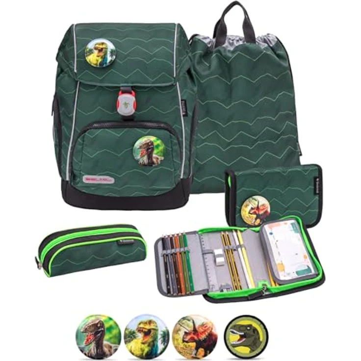 Belmil Premium Comfy Plus ergonomisches Schulranzen Set 5-teilig Twist of Lime 2 - für kleine Kinder/Erstklässler - STAEDTLER, Brustgurt, Hüftgurt, Magnetverschluss – Bild 1