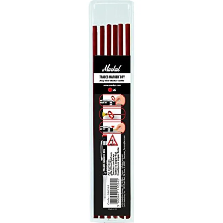 Markal 96265 trades-marker Dry Minen für Marker, rot (Pack 6)