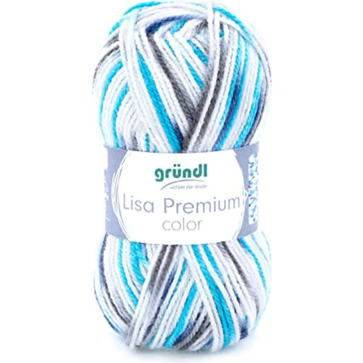 Gründl Lisa Premium color (Strick- & Häkelgarn mit wollähnlichem Charakter aus 100 % Polyacryl, 50 g / 133 m, Nadelstärke: 3,5 - 4,5, 1 x 50 g), ozean-mint-grau-color – Bild 1