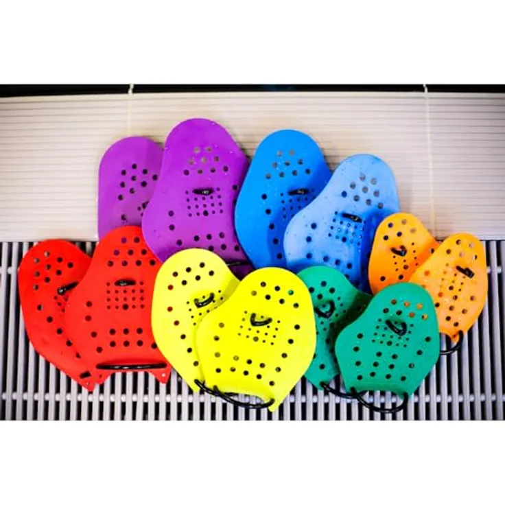 Sport-Thieme Schwimmhilfe Schwimmpaddles Swim-Power, Ergonomische Schwimm-Paddles mit individueller Gummi-Einstellung, unzerbrechlich, grün, 19x16 cm