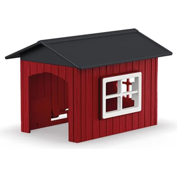 Schleich Hundehütte mit Golden Retrievern, rote Holz-Hundehütte mit Fenster und abnehmbarem Dach, 17 x 13 x 7,8 cm – Bild 5