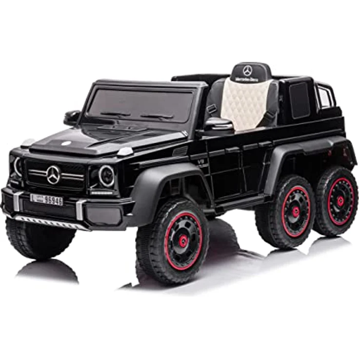 FINOOS Mercedes G63 6X6 AMG Kinderauto 12V, Elektroauto mit 4X45W, Gummireifen, Ledersitz, 2.4G Fernbedienung, LED Scheinwerfer, Schwarz – Bild 3