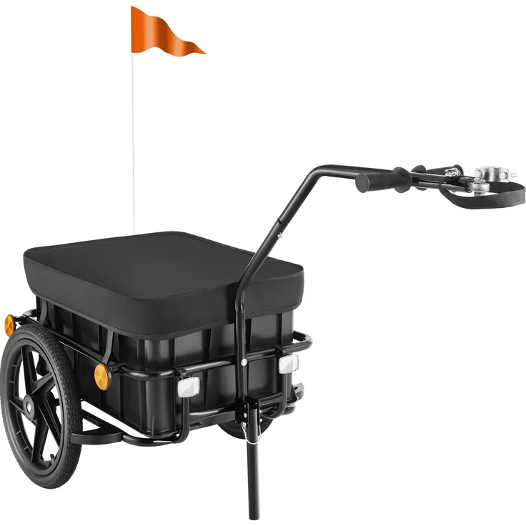 tectake Fahrradlastenanhänger Fahrradanhänger CargoXpress, 2 in 1 multifunktional, robust & vielseitig, in schwarz