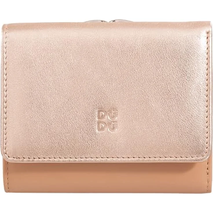 DuDu Corsica Geldbörse, RFID Schutz, aus 100% Leder, 11 cm x 8.5 cm x 3 cm, roségold – Bild 1