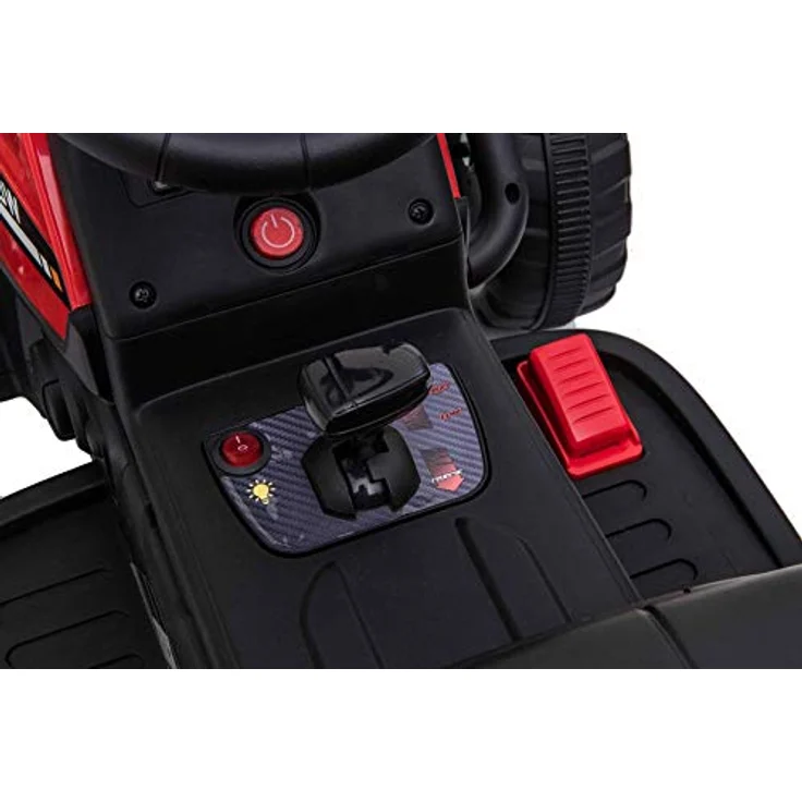 RIRICAR Elektrischer Traktor Workers mit Anhänger, Rot, 12-V-Batterie, breitem Sitz, 2,4-GHz-Fernbedienung, LED-Leuchten, MP3-Player mit Bluetooth – Bild 5