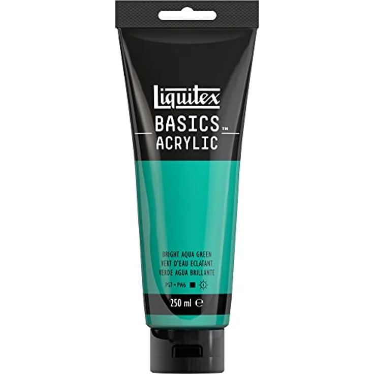 Liquitex Basics Acrylfarbe, monopigmentiertes Künstlerpigment, lichtecht, mittlere Viskosität, seidenglänzender Finish, 250ml Tube - Aquagrün Leuchtend – Bild 1