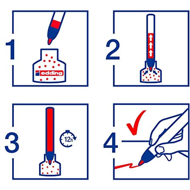 edding 300 Permanentmarker - blau - 10 Stifte - Rundspitze 1,5-3 mm - wasserfest, schnell-trocknend - wischfest - für Karton, Kunststoff, Glas, Holz, Metall, Glas – Bild 3