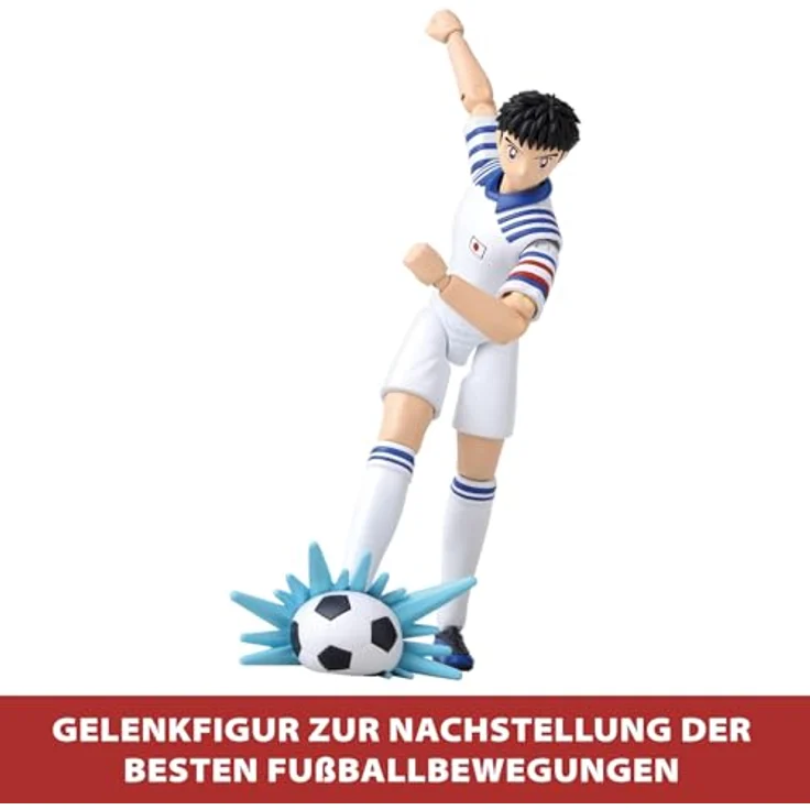 Bandai Anime Heroes - Captain Tsubasa Actionfigur Tsubasa Ozora, 17 cm Gelenkfigur mit Zubehör und Fußball-Ball, Spielzeug für Kinder ab 4 Jahren - 37791 – Bild 3