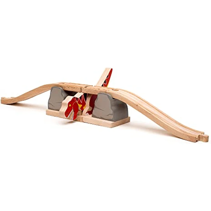 Bigjigs T-Rex Einsturz-Brücke, interaktive Holzeisenbahn-Brücke mit durchbrechendem Dinosaurier, geeignet ab 3 Jahren – Bild 6