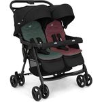 Joie Aire Twin Zwillingsbuggy, mit Regenverdeck, wasserabweisendes Verdeck, UV-Schutz 50+, 4-Rad-Einzelfederung - Joie