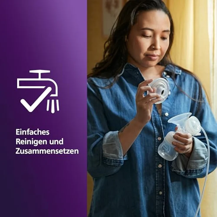 AVENT Elektrische Einzelmilchpumpe SCF395/31, Klinikqualität mit Natural Motion Technologie, Trinkrhythmus wie Ihr Baby, Rosa, 5-teilig – Bild 3