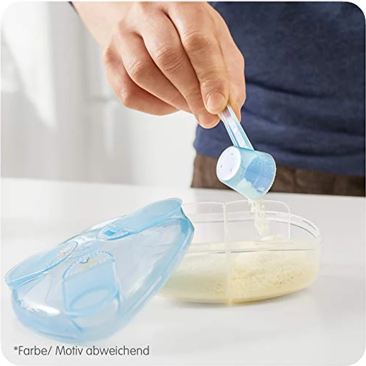 MAM Milchpulverspender, Milchpulver Box zum einfachen Befüllen von Babyflaschen, Milchpulverportionierer fasst bis zu 3 Portionen, 0+ Monate, Koala/Elefant – Bild 8