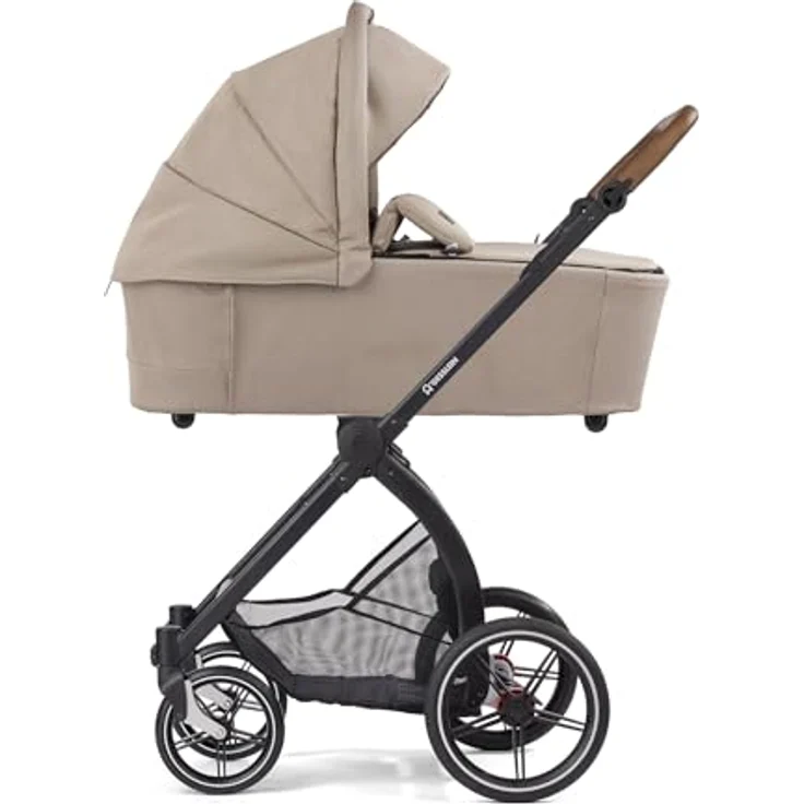 Gesslein Kombikinderwagen FX4 Swing Set, Braun, metall, 55x130x100 cm, EN 1888, UV 50+, Oeko-Tex® Standard 100, Feststellbremse, abklappbare Fußstütze, Federung, kugelgelagerte Räder, abnehmbare Verdeckung, 5-Punkte-Gurt, für Babyschale geeignet, Griff in Lederoptik – Bild 5