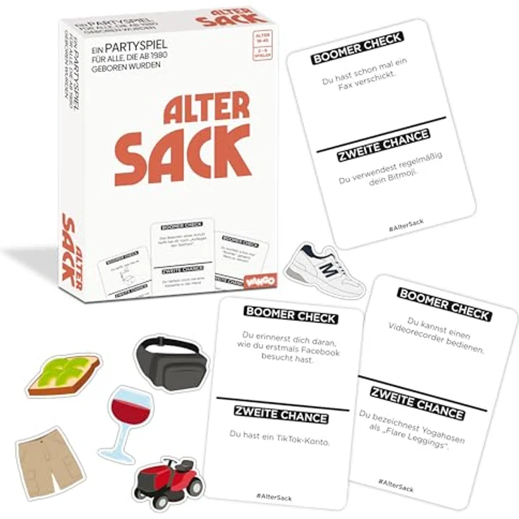 Hutter Trade Alter Sack, Lustiges Partyspiel für Millennials mit 600 Fragen über die Jugend, für 2–6 Spieler ab 18 Jahren – Bild 3