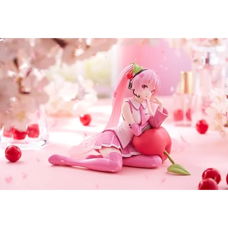 Taito Sakura Miku Desktop Cute Figure (Cherry Cushion Ver.), Sammelfigur mit Standfuß, offiziell lizenziert – Bild 5