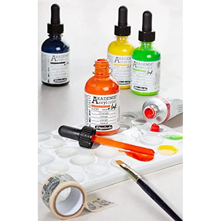 Schmincke AKADEMIE Acryl color INK, Ultramarinblau, 50 ml, pigmentierte Acryltinte für Malen, Schreiben und Airbrush – Bild 4