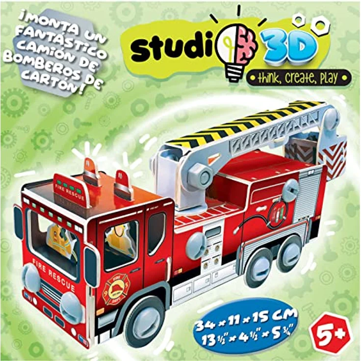 Educa 19186, Studio 3D Feuerwehr Bausatz, 21 Kartonteile mit Schrauben und Muttern, geeignet für Kinder ab 5 Jahren – Bild 2