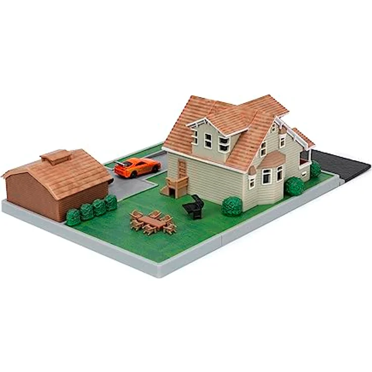 Jada Toys Fast & Furious Dom Toretto Haus - Nano Diorama (14x20x20cm) inkl. 2 Die Cast Autos (Dodge Charger und Toyota Supra), Garage und Außenflächen, Fast and Furious Fanartikel ab 8 Jahre – Bild 4
