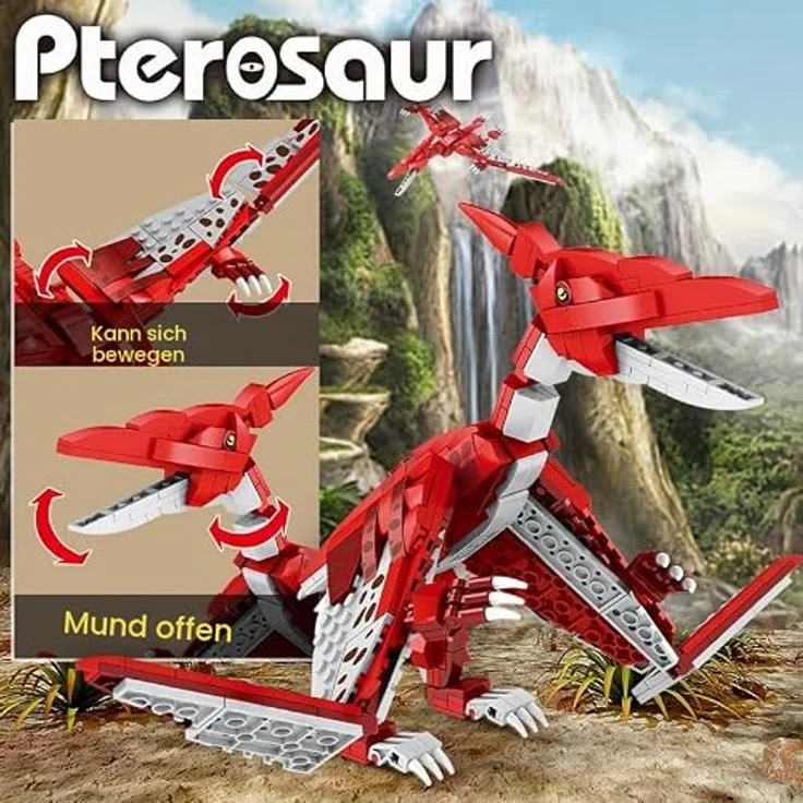 WOMA C0445 Dinosaurier-Baustein-Set für Kinder ab 6 Jahren, 308 Teile mit Flugsaurier-Thema – Bild 4