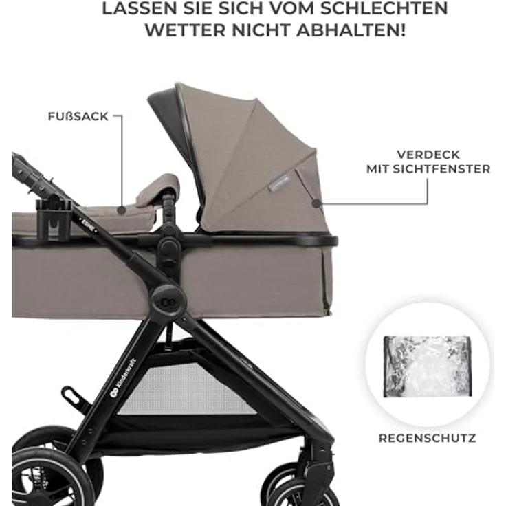 KinderKraft Esme 3-in-1 Kinderwagen, kompakt faltbar mit Ökoleder-Elementen, TPE-Gummirädern und Travel System-Funktion – Bild 11