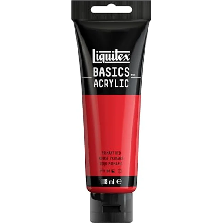 Liquitex Basics Acrylfarbe Primärrot, 118ml Tube, lichtecht, mittlere Viskosität, seidenglänzend, monopigmentiert, Archivqualität – Bild 1
