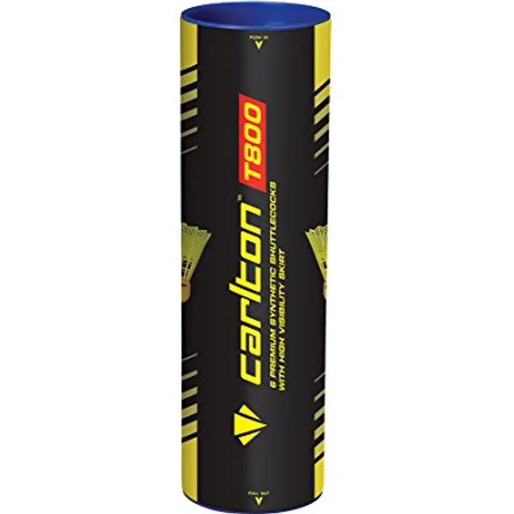 Carlton Badmintonball Tournament T800 Gelb – Rot, schnell (78 Grains), für Junioren und Vereinsspieler (1x6er Dose)