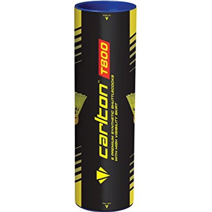 Carlton Badmintonball Tournament T800 Gelb – Rot, schnell (78 Grains), für Junioren und Vereinsspieler (1x6er Dose)