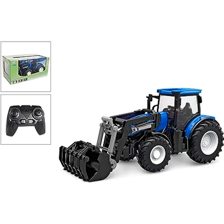 Kids Globe RC Traktor 2.4GHZ (Bulldog mit Licht und Frontlader, Länge: 27 cm, Blau, mit Fernsteuerung, ab 6 Jahren) 510315 - Preisvergleich