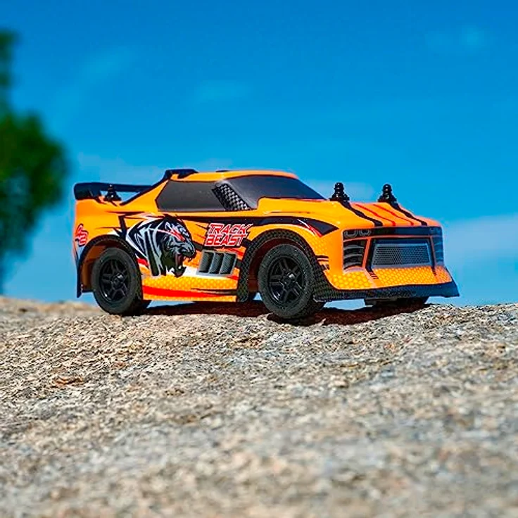 Dickie Toys - RC Auto Track Beast (orange-schwarz) - ferngesteuertes Auto für Kinder ab 6 Jahre mit Fernbedienung (2-Kanal FS, 2,4GHz) und Batterien, 15 cm, bis 6 km/h – Bild 4