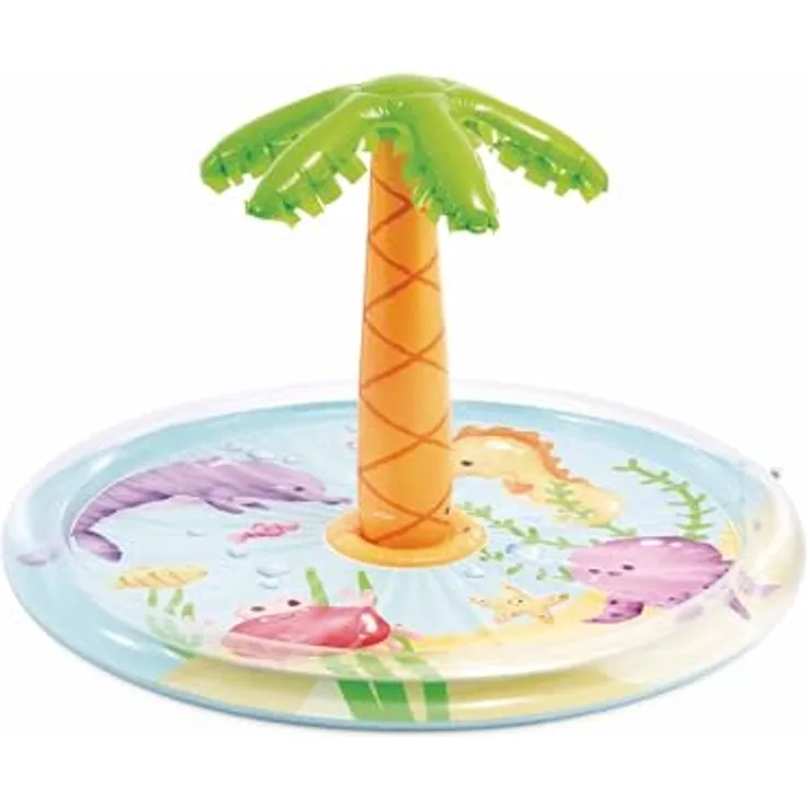 Intex Aufblasbarer Kinderpool mit Palmenspray, Ø 173 x 104 cm, 166 l Fassungsvermögen, tropisches Design aus robustem Vinyl, für Kinder ab 2 Jahren