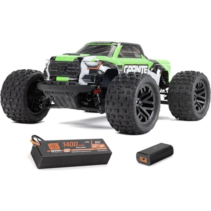 ARRMA Granite GROM Ferngesteuertes Auto, RC Auto 1/18, bürstenloser Motor über 30 km/h, inkl. Akku und Zubehör, Grün