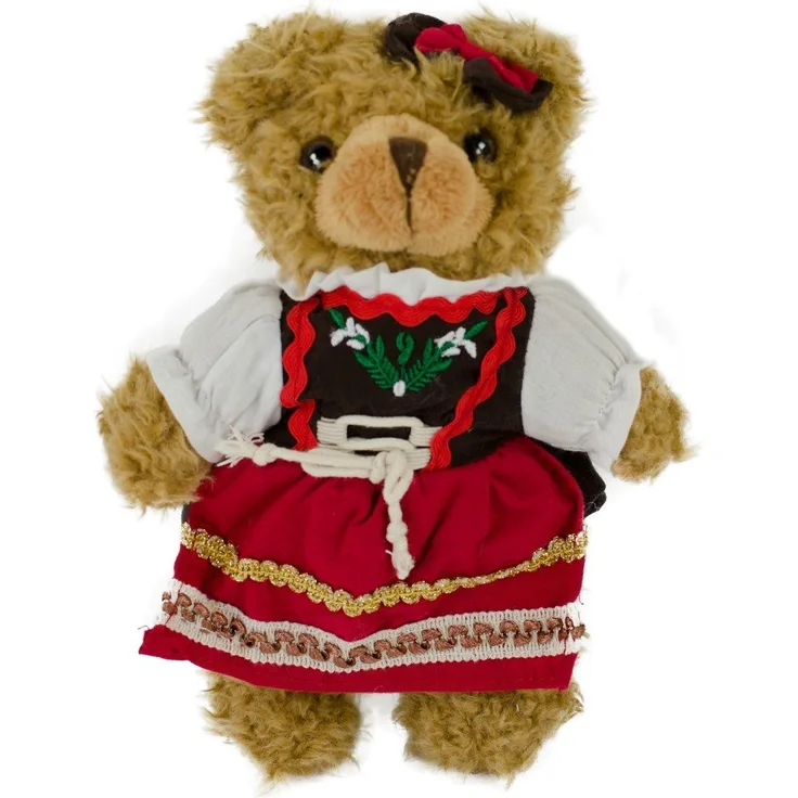Teddys Rothenburg Kuscheltier Trachten-Teddybär 22 cm sie mit Dirndl, goldbraun, waschbar bis 30 Grad