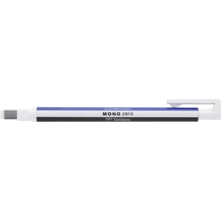 Tombow EH-KUS Präzisionsradierer MONO zero nachfüllbar eckige Spitze, 2.5 mm x 5 mm, weiß/blau/schwarz