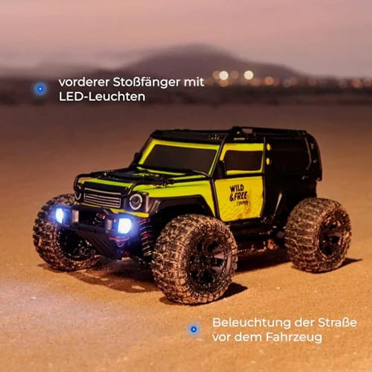 Overmax X-Vast RC Auto 4x4 Offroad Crawler 1:10 mit LED, 2 Akkus, Öldruckstoßdämpfer, 30 km/h, Neongrün – Bild 10
