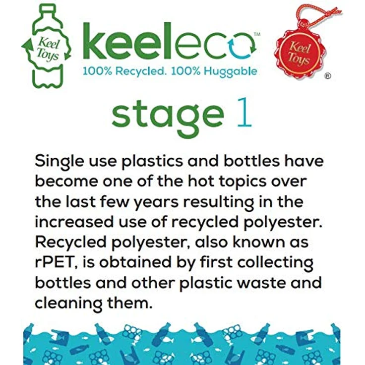 Keel Toys Keeleco Plüsch-Olifant, 18 cm, aus 100% recyceltem Polyester, mit Baumwollaugen und FSC-Hängeetikett – Bild 3