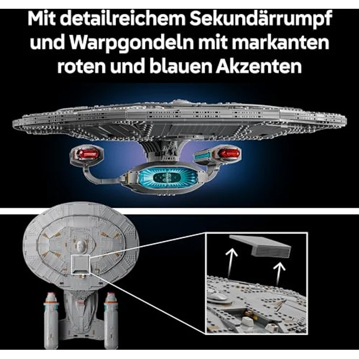 LEGO Icons Star Trek: U.S.S. Enterprise NCC-1701-D, Bauset für Erwachsene mit 2 Shuttlepods, 9 Minifiguren inklusive Picard & Riker, digitale Bauanleitung - 10356 – Bild 3