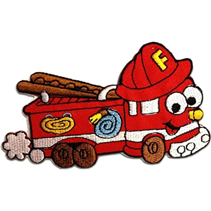 Feuerwehrauto Baby - Aufnäher, Bügelbild, Aufbügler, Applikationen, Patches, Flicken, Zum Aufbügeln, Größe: 6,1 x 10,4 cm, Farbe:rot – Bild 1