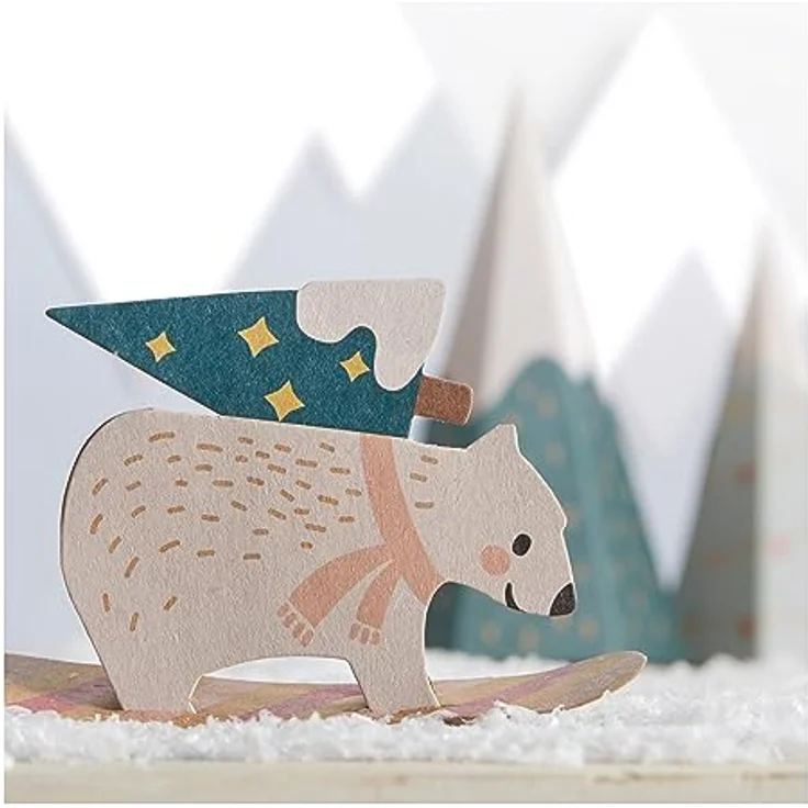 folia 9388 - Adventskalender Bastelset VILLAGE IN THE SNOW, 113-teiliges DIY Set, Stadt im Schnee – Bild 3