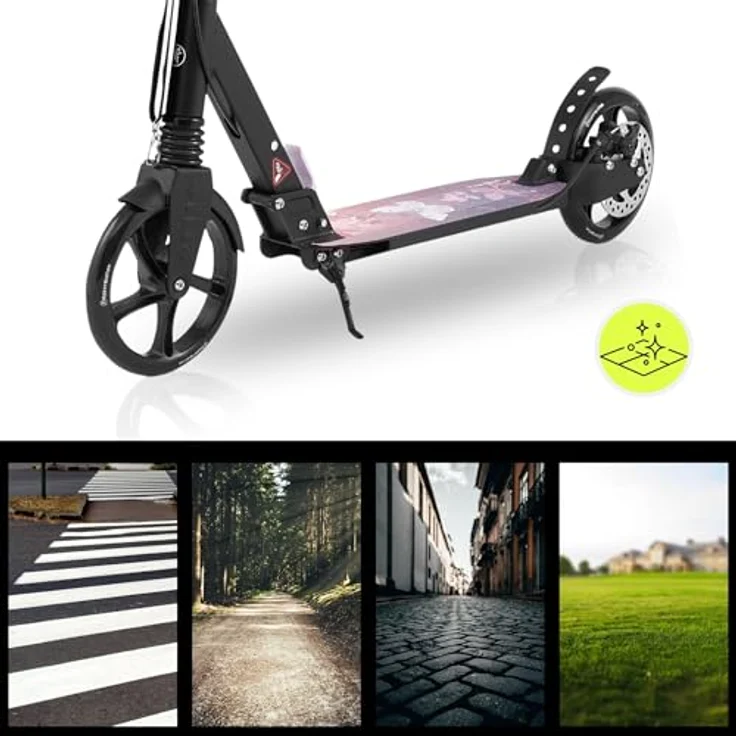 HyperMotion Skyline Black Scooter, faltbarer Aluminium-Scooter mit Federung, 20 cm Rädern & Tragegurt, für Erwachsene und Kinder, 15KM/s – Bild 9