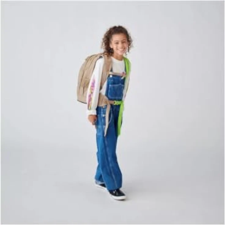 Satch Schulrucksack Pack - Schulrucksack "Think Twice Edition" 45 cm (1-tlg) - Ergonomisch, reflektierend, geräumig - Beige/Cyber Lime – Bild 10