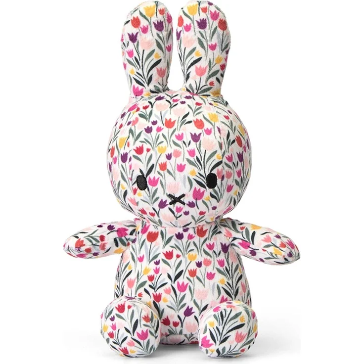 International Bon Ton Toys Miffy Sitting Allover Tulpen Print, samtig weich, mehrfarbig, 23 cm