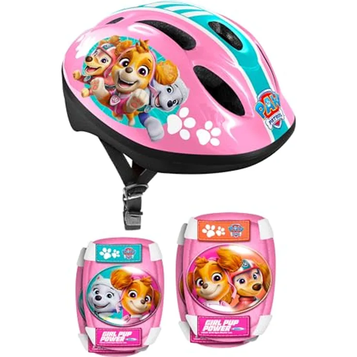 STAMP Helm + Ellbogen-& Knie Schutz. PAW Patrol Pink Combo Elbow & Knee Pads, SKIDS Control
