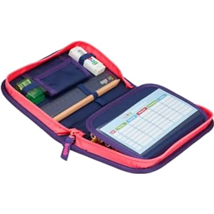 ergobag Federmäppchen Set 22-teilig, Lyra Buntstifte, Stundenplan-Fach, Kleingeld Fach, Lineal PerlentauchBär - Lila – Bild 3