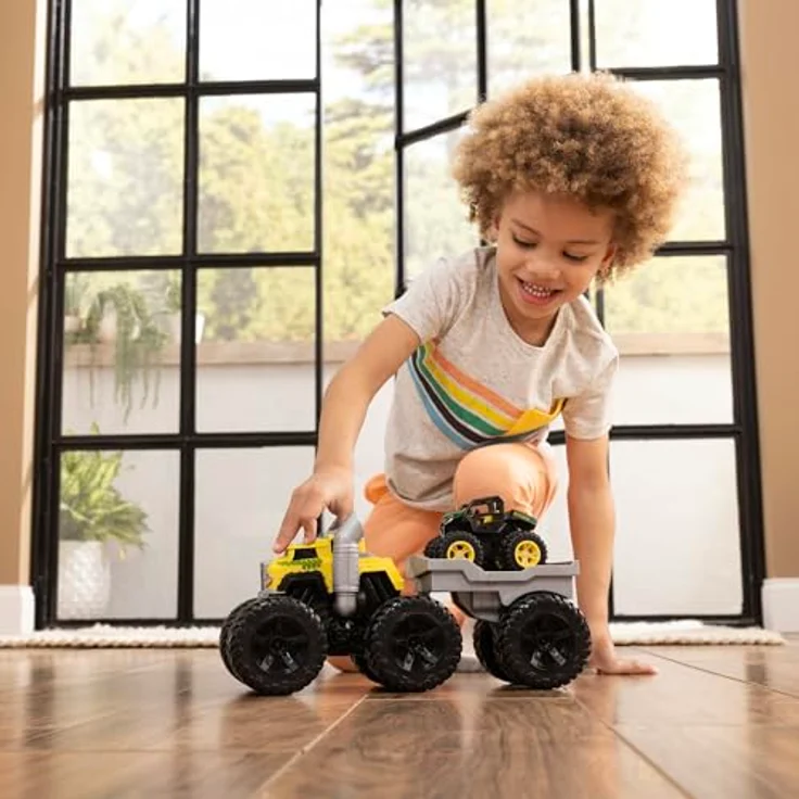 JOHN DEERE Monster Treads Rev and Roar Semi Playset, Monster Truck Spielzeug mit Geräuscheffekt, abnehmbarem Anhänger und Mini Gator, für Kinder ab 3 Jahren – Bild 4
