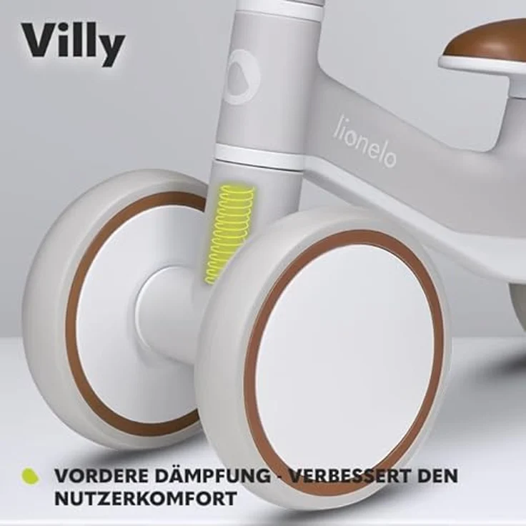 Lionelo VILLY Kinder Laufrad für 12-36 Monate, ergonomischer Sitz, 4 Räder, vordere Dämpfung, bis 30 kg, in 3 Farben verfügbar – Bild 3